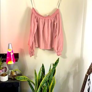 L H&M Divided Off the Shoulder Pink Top